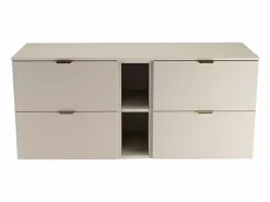 Conjunto de baño de cachemira 140 cm Armario con encimera y estantería Orio Beige