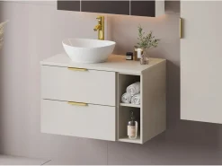 Mueble De Lavabo|Conjunto de baño de cachemira 80 cm Armario Estantería Encimera Pile