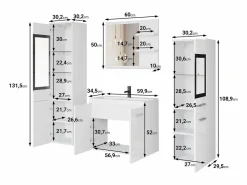 Conjunto De Baño|Conjunto de baño, muebles suspendidos con lavabo, 2 columnas y espejo con estantes, matera / castaño de Breslau mate