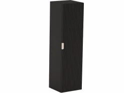 Conjunto de baño 100 cm Armario Encimera Armario con cesta Columna Frentes ranurados Negro New