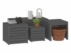 Conjunto de caja de jardín 4 piezas de madera maciza de pino Gris