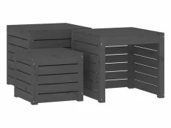 Conjunto de caja de jardín 4 piezas de madera maciza de pino Gris