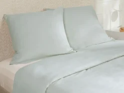 Palacio Conjunto de cama de satén 108 hilos/cm² - Funda nórdica 220 x 240 cm + 2 fundas de almohada 63 x 63 cm - Beige - TALORA de Gris claro New