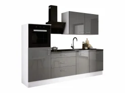 Conjunto de cocina: Blanco Mate, Brillo, dimensiones: ancho: 250 cm, alto: 220 cm, fondo: 60 cm Gris Best