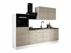 Conjunto de cocina: Blanco Mate, Roble Sonoma, dimensiones: ancho: 250 cm, alto: 220 cm, fondo: 60 cm^ Clearance