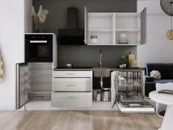 Cocina Completa|Conjunto de cocina: Blanco Mate, Hielo, dimensiones: ancho: 250 cm, alto: 220 cm, fondo: 60 cm