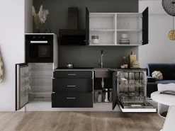 Cocina Completa|Conjunto de cocina: Blanco Mate, Mate, dimensiones: largo: 250 cm, alto: 220 cm, fondo: 60 cm