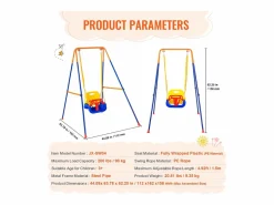 Conjunto de Columpios 3 en 1 para Niños SucceBuy, Soporte Metálico Plegable, 4 Sacos de Arena para Patio, Carga 54,43 kg Multicolor