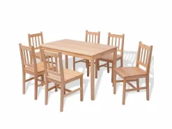 vidaxl Conjunto de comedor 7 piezas madera de pino Color natural claro Hot