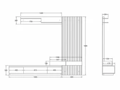 Venprodin Conjunto de Comedor Con Mesa Tv y Panelado 250x200 cm - y Roble Blanco New
