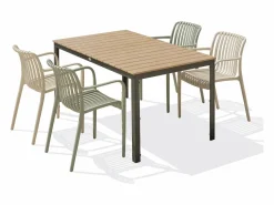 Dcb Garden Conjunto de comedor de jardín 4 plazas de aluminio Gris antracita