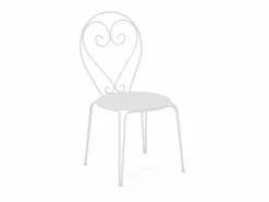 MYLIA Conjunto de comedor de jardín de metal forjado GUERMANTE by con mesa redonda y 4 sillas blancas Blanco Outlet
