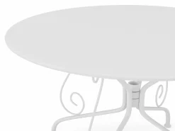 MYLIA Conjunto de comedor de jardín de metal forjado GUERMANTE by con mesa redonda y 4 sillas blancas Blanco Outlet