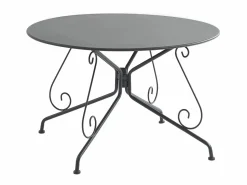 MYLIA Comedores De Jardín|Conjunto de comedor de jardín, metal forjado, mesa redonda, 4 sillones , GUERMANTES