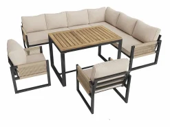 Conjunto de comedor de jardín para 7 - 8 personas - sofá de esquina - 2 butacas - 1 mesa -^ModernLuxe Discount