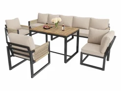 Conjunto de comedor de jardín para 7 - 8 personas - sofá de esquina - 2 butacas - 1 mesa -^ModernLuxe Discount
