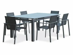 Conjunto de comedor de jardín 6 plazas de aluminio^Dcb Garden New