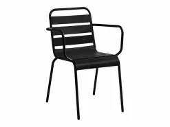 MYLIA Conjunto de comedor jardín metal mesa L.160 cm 2 sillones 4 sillas MIRMANDE Negro Discount