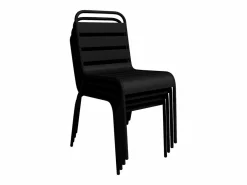 MYLIA Conjunto de comedor jardín de metal - una mesa D.110cm y 4 sillas apilables - - MIRMANDE Negro Clearance