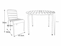 MYLIA Conjunto de comedor jardín de metal - una mesa D.110cm y 4 sillas apilables - - MIRMANDE Negro Clearance
