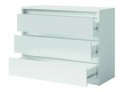 Meublorama Conjunto de dormitorio VERONA: Cama de 180 cm, cómoda de 3 cajones, mesitas de noche, armario de 4 puertas, brillante. Blanco