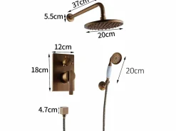 Valaz Columna De Ducha|Conjunto de ducha empotrada monomando a pared FLORINA dorado envejecido 20 cm x 20 cm