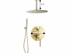Conjunto de ducha empotrada techo monomando SLIGO oro cepillado Ø 20cm^Valaz Clearance