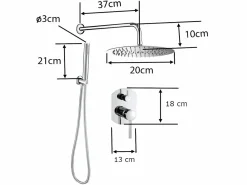 MIRLO Conjunto de ducha empotrada monomando redonda NALA cromada Ø 30cm Cromado Plateado Sale