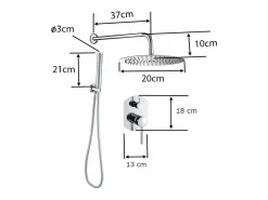 Valaz Columna De Ducha|Conjunto de ducha empotrada monomando redonda NALA oro cepillado Ø 20cm