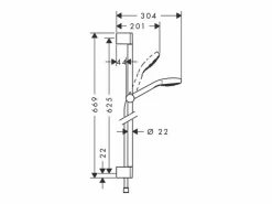 Conjunto de ducha 1jet con barra Unica'Croma 65 cm /cromo Croma Select S^HANSGROHE Hot
