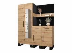 Abiks Möbel Armario De Entrada|Conjunto de guardarropa Artin 15 196/158/46 (Roble/Manila 18)