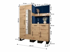 Abiks Möbel Conjunto de guardarropa Artin 15 196/158/46 (Roble/Manila 16) Gris / Color natural claro Clearance
