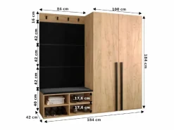 Abiks Möbel Conjunto de guardarropa Miro 5 184/184/42 (Blanco/Manila 02) Beige / Blanco Hot