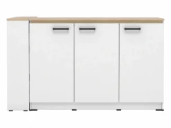 Conjunto de isla de cocina + 2 taburetes - Blanco y natural claro - NUSICE^Vente-unique Outlet