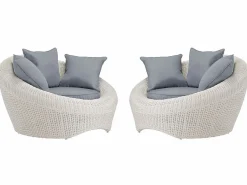 MYLIA Conjunto de jardin de resina trenzada - - WHITEHEAVEN Marfil New