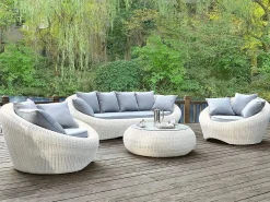 MYLIA Conjunto de jardin de resina trenzada - - WHITEHEAVEN Marfil New