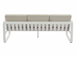 MYLIA Salones De Jardín|Conjunto de jardín de aluminio: 1 sofá de 3 plazas, 2 sillones y 1 mesa de centro - con cojines beige - LOMIA de