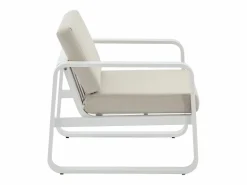 MYLIA Salones De Jardín|Conjunto de jardín de aluminio: 1 sofá de 3 plazas, 2 sillones y 1 mesa de centro - con cojines beige - LOMIA de
