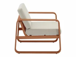 MYLIA Salones De Jardín|Conjunto de jardín de aluminio: 1 sofá de 3 plazas, 2 sillones y 1 mesa baja - Color con cojines beige - LOMIA de