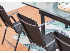 Concept-Usine Comedores De Jardín|Conjunto de jardín de aluminio: mesa extensible + 10 sillas textileno BRESCIA