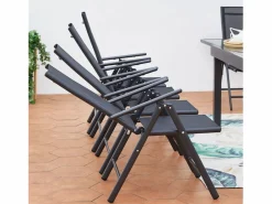 Concept-Usine Comedores De Jardín|Conjunto de jardín de aluminio: mesa extensible + 10 sillas textileno BRESCIA