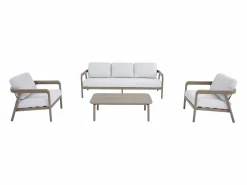 MYLIA Conjunto de jardín de aluminio: un sofá de 3 plazas, 2 sillones y una mesa de centro - - ZAYORA de Topo Hot