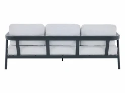 MYLIA Salones De Jardín|Conjunto de jardín de aluminio: sofá de 3 plazas, 2 sillones y mesa de centro - Gris oscuro - ZAYORA de