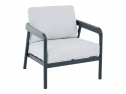 MYLIA Salones De Jardín|Conjunto de jardín de aluminio: sofá de 3 plazas, 2 sillones y mesa de centro - Gris oscuro - ZAYORA de