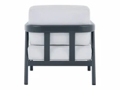 MYLIA Salones De Jardín|Conjunto de jardín de aluminio: sofá de 3 plazas, 2 sillones y mesa de centro - Gris oscuro - ZAYORA de