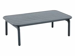MYLIA Salones De Jardín|Conjunto de jardín de aluminio: sofá de 3 plazas, 2 sillones y mesa de centro - Gris oscuro - ZAYORA de