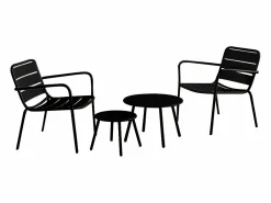 MYLIA Conjunto de jardín de metal - 2 sillones bajos y mesas apilables - - MIRMANDE Negro Online