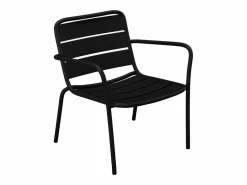 MYLIA Conjunto de jardín de metal - 2 sillones bajos y mesas apilables - - MIRMANDE Negro Online