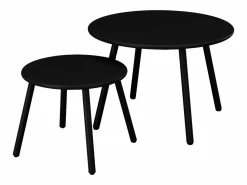 MYLIA Conjunto de jardín de metal - 2 sillones bajos y mesas apilables - - MIRMANDE Negro Online
