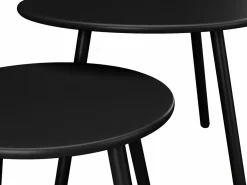 MYLIA Conjunto de jardín de metal - 2 sillones bajos y mesas apilables - - MIRMANDE Negro Online